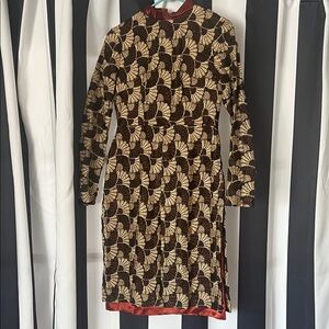 French Vintage Gold and Brown Metallic Brocade Dress Size Small